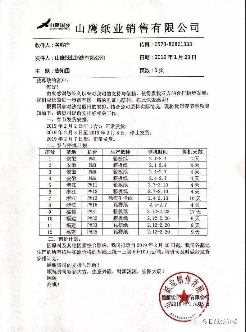 最新15家紙廠春節放假、停收安排,請查收!