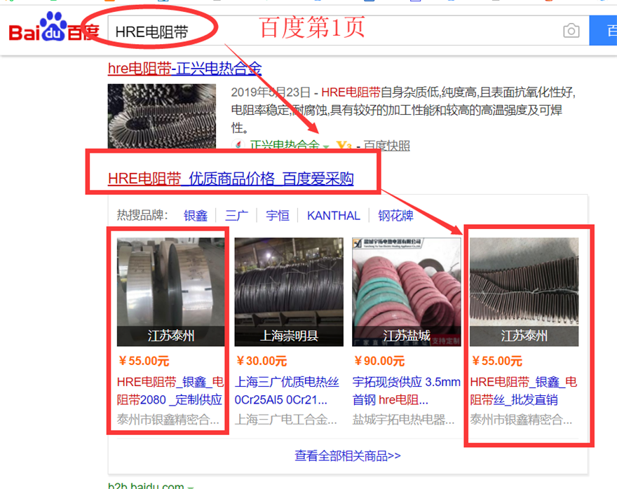 電阻絲，電阻帶，電爐絲百度愛采購案例